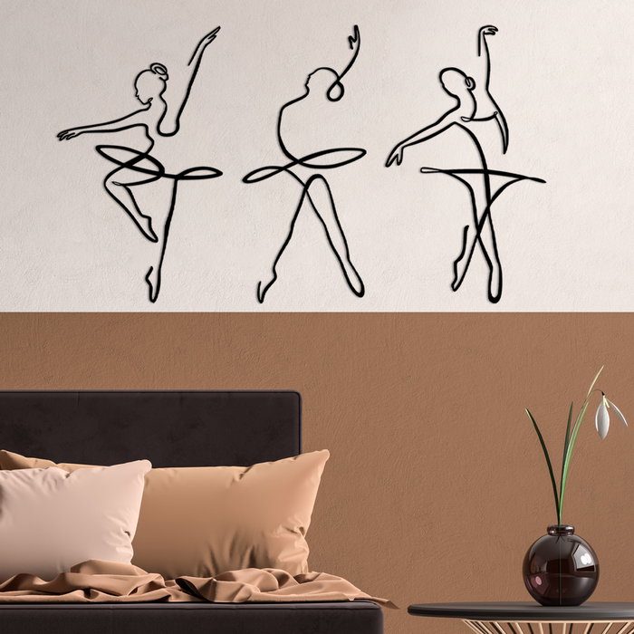Wallity Ballerina 1 - Escultura de pared de metal negro